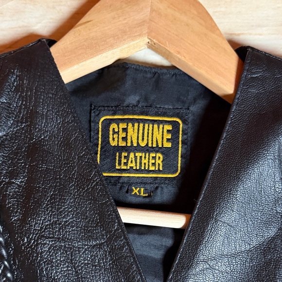 Black Leather Vest with Lace up and Braided Details. - Picture 2 of 11